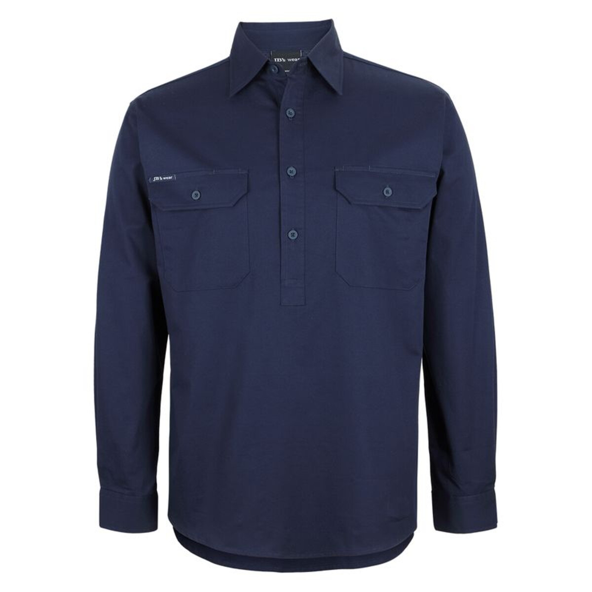 Men's Close Front Long Sleeve 150G Work Shirt — Navy